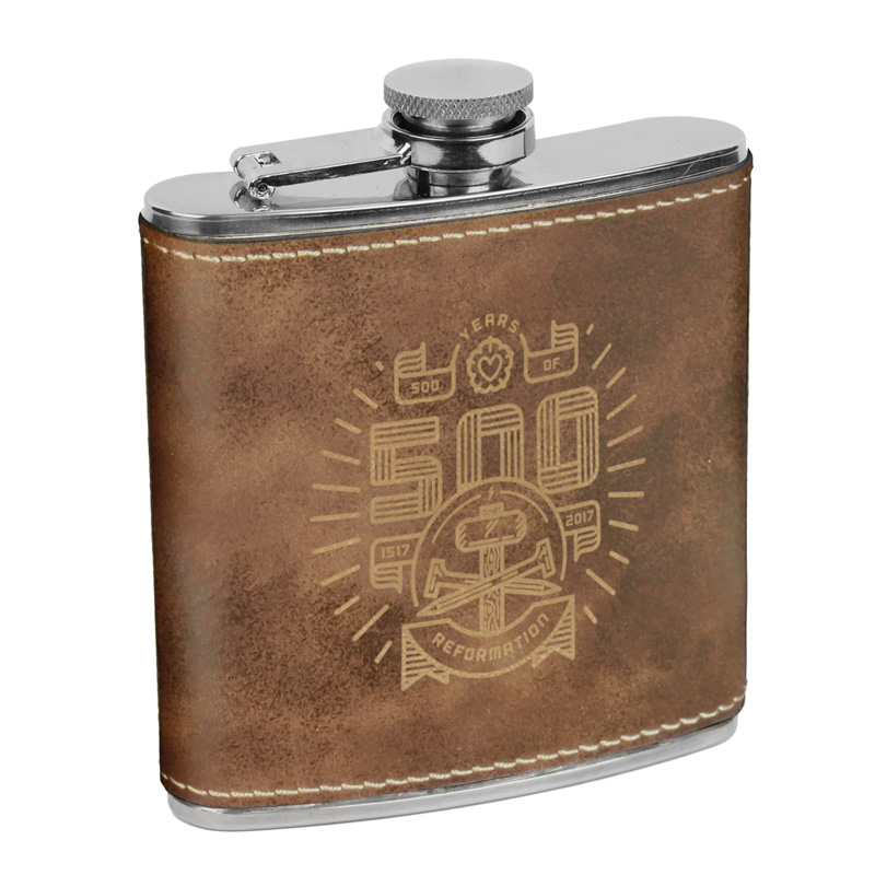 500 Years of Reformation Leatherette Flask Brown #1
